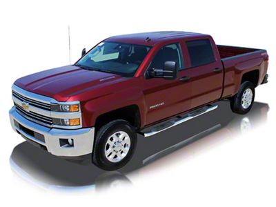 Raptor Series 4-Inch OE Style Curved Oval Side Step Bars; Body Mount; Polished Stainless Steel (14-18 Silverado 1500)