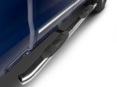 Raptor Series 4-Inch OE Style Curved Oval Side Step Bars; Rocker Mount; Polished Stainless Steel (14-18 Silverado 1500)