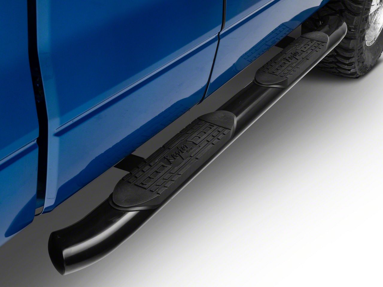 Raptor Series F150 5 in. OE Style Curved Oval Side Step Bars Black