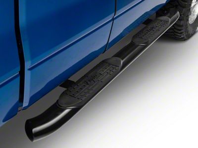 Raptor Series 5-Inch OE Style Curved Oval Side Step Bars; Black (04-14 F-150)