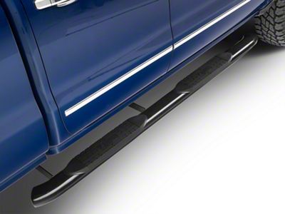 Raptor Series 5-Inch OE Style Curved Oval Side Step Bars; Body Mount; Black (14-18 Silverado 1500)
