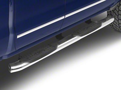 Raptor Series 5-Inch OE Style Curved Oval Side Step Bars; Rocker Mount; Polished Stainless Steel (14-18 Silverado 1500)