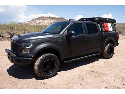 Raptor Series 5-Inch OEM Style Full Tread Slide Track Running Boards; Black Textured (15-24 F-150 SuperCrew)