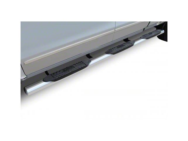 Raptor Series 5-Inch Oval Wheel to Wheel Side Step Bars; Polished Stainless Steel (15-24 F-150 SuperCab w/ 6-1/2-Foot Bed)