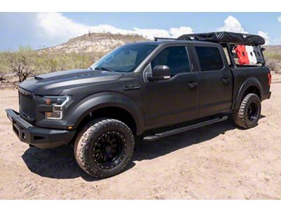Raptor Series 5-Inch Tread Step Slide Track Running Boards; Black Textured (17-25 F-250 Super Duty SuperCrew)
