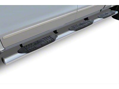 Raptor Series 5-Inch Oval Wheel to Wheel Side Step Bars; Polished Stainless Steel (11-16 F-350 Super Duty SuperCrew w/ 6-3/4-Foot Bed; 11-16 F-350 SuperDuty DRW w/ 8-Foot Bed)
