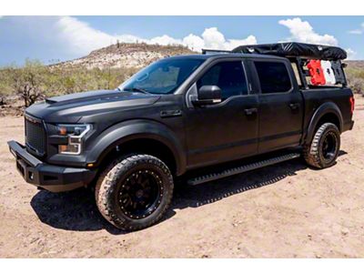 Raptor Series 6.50-Inch Sawtooth Slide Track Running Boards; Black Textured (17-24 F-350 Super Duty SuperCrew)