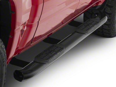 Raptor Series 4-Inch OE Style Curved Oval Side Step Bars; Black (19-25 RAM 1500 Crew Cab)