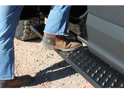Raptor Series 6.50-Inch Sawtooth Slide Track Running Boards; Black Textured (09-18 RAM 1500 Crew Cab)