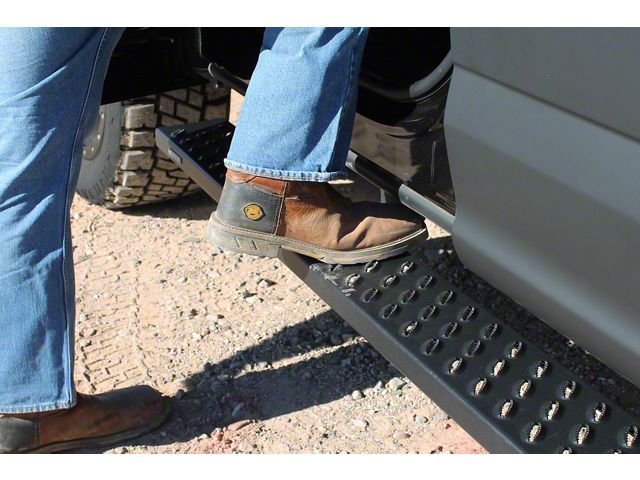 Raptor Series 6.50-Inch Sawtooth Slide Track Running Boards; Black Textured (07-19 Sierra 2500 HD Extended/Double Cab)