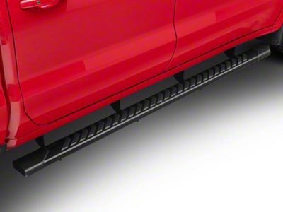 Raptor Series 5-Inch OEM Style Full Tread Slide Track Running Boards; Black Textured (19-25 Silverado 1500 Crew Cab)