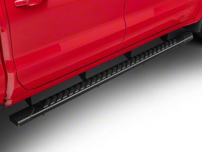 Raptor Series 5-Inch OEM Style Full Tread Slide Track Running Boards; Black Textured (19-24 Silverado 1500 Crew Cab)