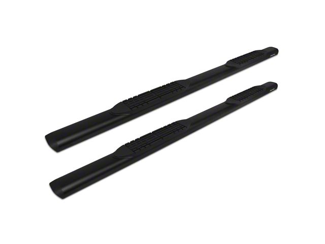 Raptor Series 5-Inch Oval Style Slide Track Running Boards; Black Textured (07-19 Silverado 2500 HD Extended/Double Cab)