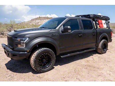 Raptor Series 5-Inch Oval Style Slide Track Running Boards; Black Textured (17-25 F-250 Super Duty SuperCrew)