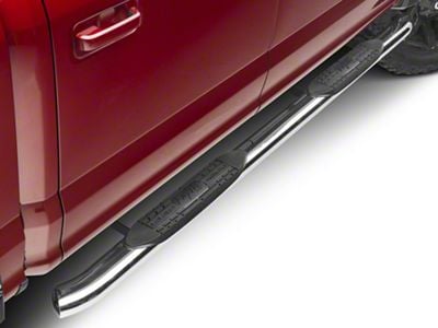 Raptor Series 4-Inch OE Style Curved Oval Side Step Bars; Polished Stainless Steel (15-24 F-150)