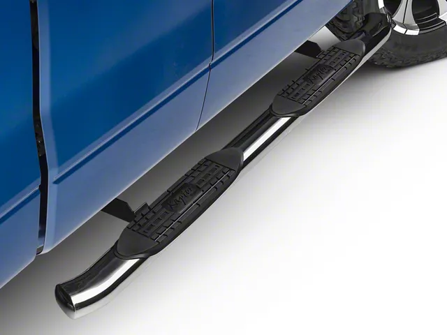 Raptor Series 4-Inch OE Style Curved Oval Side Step Bars; Polished Stainless Steel (09-14 F-150)