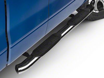 Raptor Series 5-Inch OE Style Curved Oval Side Step Bars; Polished Stainless Steel (04-14 F-150)