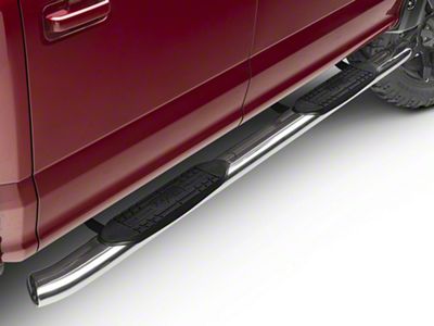 Raptor Series 5-Inch OE Style Curved Oval Side Step Bars; Polished Stainless Steel (15-24 F-150)