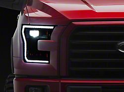Raxiom CXR Series LED Headlights with DRL and Sequential Turn Signals; Black Housing; Clear Lens (15-17 F-150 w/ Factory Halogen Headlights)