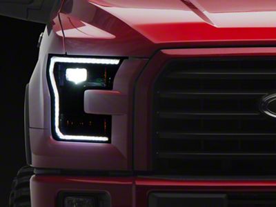Raxiom CXR Series LED Headlights with DRL and Sequential Turn Signals; Black Housing; Clear Lens (15-17 F-150 w/ Factory Halogen Headlights)