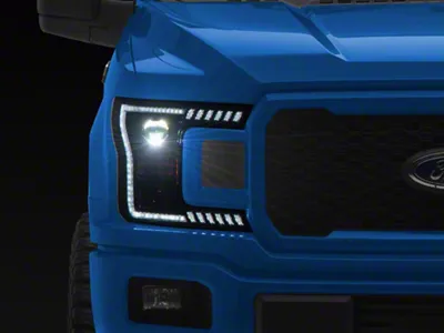 Raxiom LED Halo Surround Headlights with White DRL; Black Housing; Clear Lens (18-20 F-150 w/ Factory Halogen Headlights)