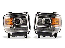 Raxiom LED DRL Bar Factory Style Headlights; Chrome Housing; Clear Lens (15-19 Sierra 3500 HD w/ Factory Halogen Headlights)