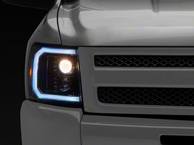 Raxiom LED Halo Surround Headlights; Black Housing; Clear Lens (07-13 Silverado 1500)