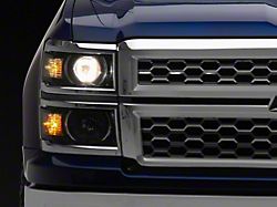 Raxiom OE Style Projector Headlights with Chrome Trim; Black Housing; Clear Lens (14-15 Silverado 1500)
