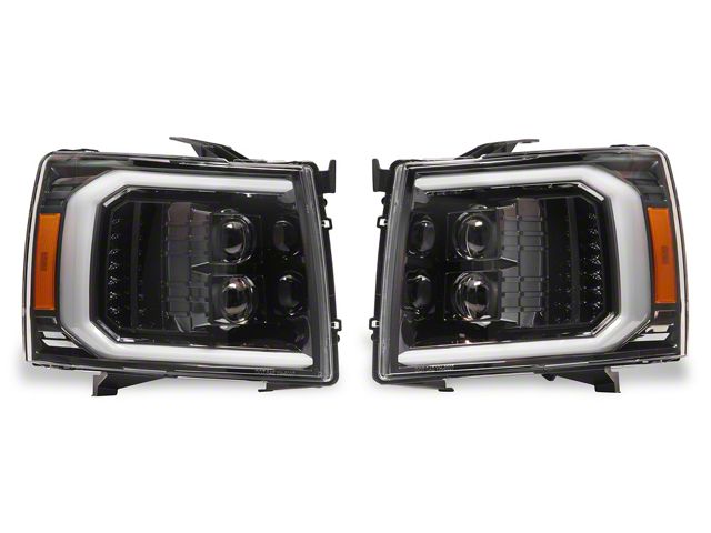 Raxiom LED Halo Surround Headlights; Black Housing; Clear Lens (07-14 Silverado 3500 HD)