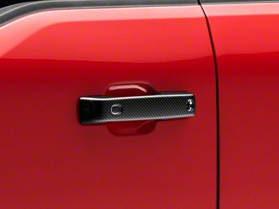 RedRock Front Door Handle Covers; Carbon Fiber (21-25 F-150 w/ Smart Key Button)