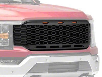 RedRock Honeycomb Replacement Grille with LED DRL; Matte Black (21-23 F-150, Excluding Raptor & Tremor)