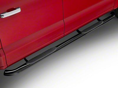 RedRock 3-Inch Side Step Bars; Black (15-24 F-150 SuperCrew)