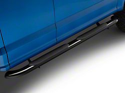 RedRock 4-Inch Oval Bent End Side Step Bars; Black (15-26 F-150 SuperCab)