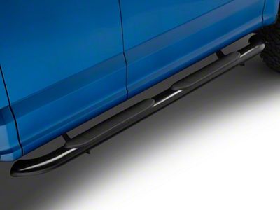 RedRock 4-Inch Oval Bent End Side Step Bars; Black (15-25 F-150 SuperCab)