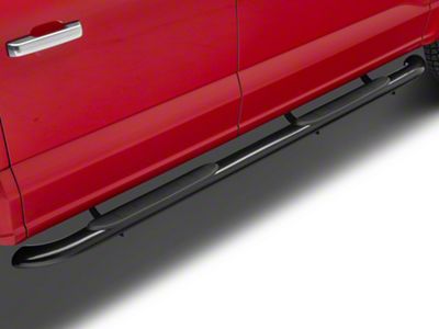 RedRock 4-Inch Oval Bent End Side Step Bars; Black (15-25 F-150 SuperCrew)