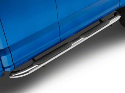 RedRock 4-Inch Oval Bent End Side Step Bars; Stainless Steel (15-24 F-150 SuperCab)