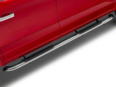 RedRock 4-Inch Oval Bent End Side Step Bars; Stainless Steel (15-25 F-150 SuperCrew)