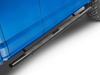 RedRock 4-Inch Oval Straight End Side Step Bars; Black (15-25 F-150 SuperCab)