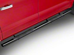 RedRock 4-Inch Oval Straight End Side Step Bars; Black (15-25 F-150 SuperCrew)