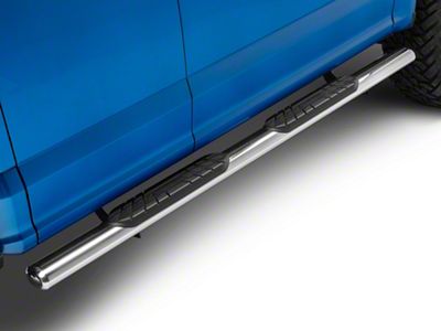 RedRock 4-Inch Oval Straight Side Step Bars; Stainless Steel (15-24 F-150 SuperCab)