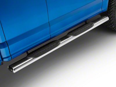 RedRock 6-Inch Oval Straight End Side Step Bars; Stainless Steel (15-25 F-150 SuperCab)