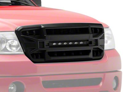 RedRock Armor Upper Replacement Grille with LED Off-Road Lighting; Matte Black (04-08 F-150)