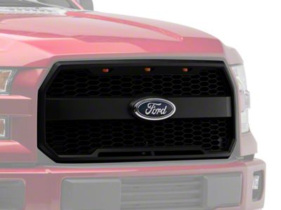 RedRock Baja Upper Replacement Grille with LED Lighting; Matte Black (15-17 F-150, Excluding Raptor)