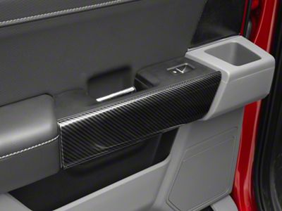 RedRock Interior Rear Door Handle Trim; Carbon Fiber (21-24 F-150 SuperCrew)