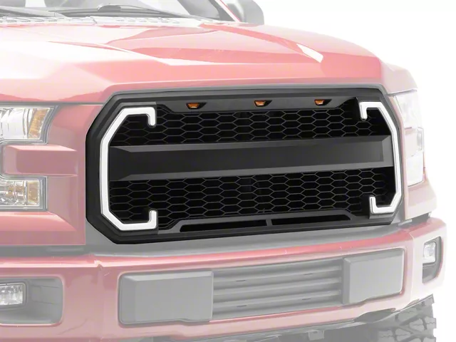 RedRock Mesh Upper Replacement Grille with LED Turn Signals and DRL (15-17 F-150, Excluding Raptor)