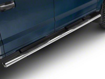 RedRock 4-Inch Oval Straight End Side Step Bars; Stainless Steel (17-25 F-250 Super Duty SuperCrew)