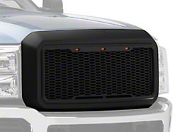 RedRock Baja Upper Replacement Grille with LED; Matte Black (11-16 F-250 Super Duty)