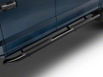 RedRock 4-Inch Oval Bent End Side Step Bars; Black (17-25 F-350 Super Duty SuperCrew)