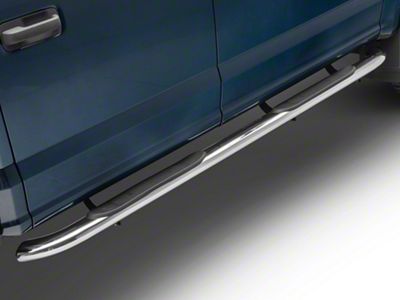 RedRock 4-Inch Oval Bent End Side Step Bars; Stainless Steel (17-24 F-350 Super Duty SuperCrew)