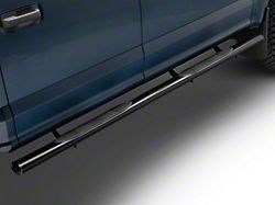RedRock 4-Inch Oval Straight End Side Step Bars; Black (17-25 F-350 Super Duty SuperCrew)